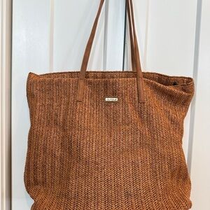 Sun and Sand Brown Woven Tote Bag